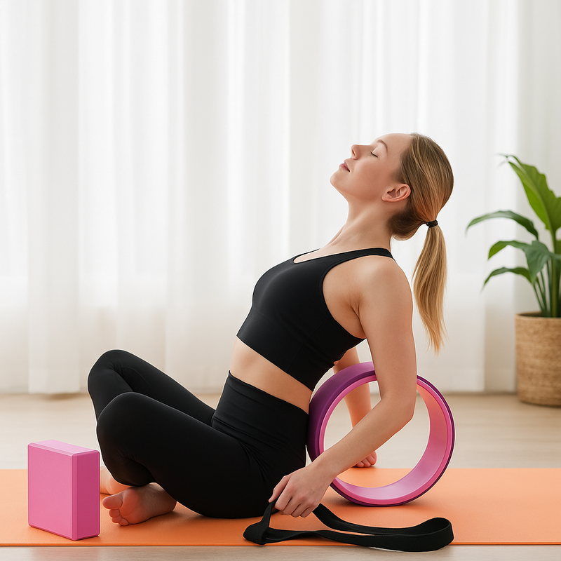 Pack Yoga Zen & Relaxation – Tapis, Brique, Roue & Sangle + Gourde 900ml & E-Book Offerts