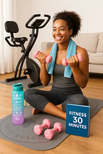 Kit Fitness 5-en-1 : Vélo Pliable Ultra-Compact & Accessoires | Idéal Petits Espaces