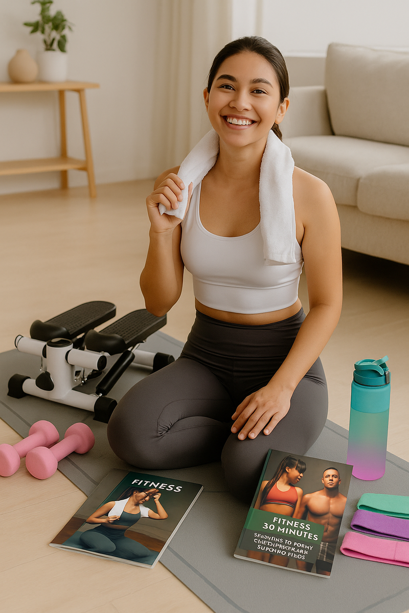 Pack Mini Stepper Femme – Cardio & Fessiers à domicile avec Tapis Antidérapant, Bandes, Haltères, Gourde & E-book| SBV Fitness