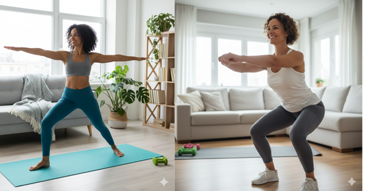 fitness-domicile-femme-squat-salon-moderne