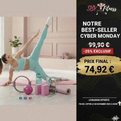 SBV Fitness | Kit Pilates Pro Posture : Gainage Optimal & Soulagement du Dos - Tapis TPE 6mm Antidérapant Inclus