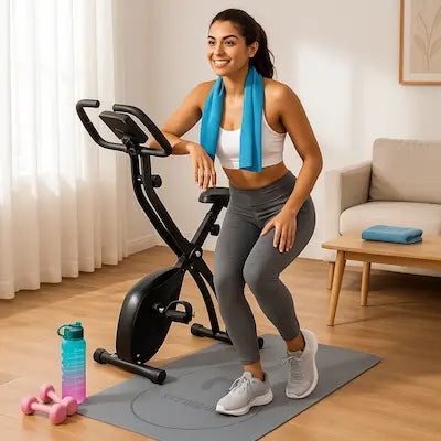 Kit Fitness 5-en-1 : Vélo Pliable Ultra-Compact & Accessoires | Idéal Petits Espaces