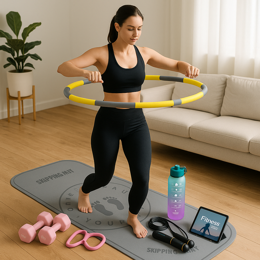 Pack Fitness Femme – Entraînement Complet à Domicile (Cerceau, Haltères, Corde, Bande)